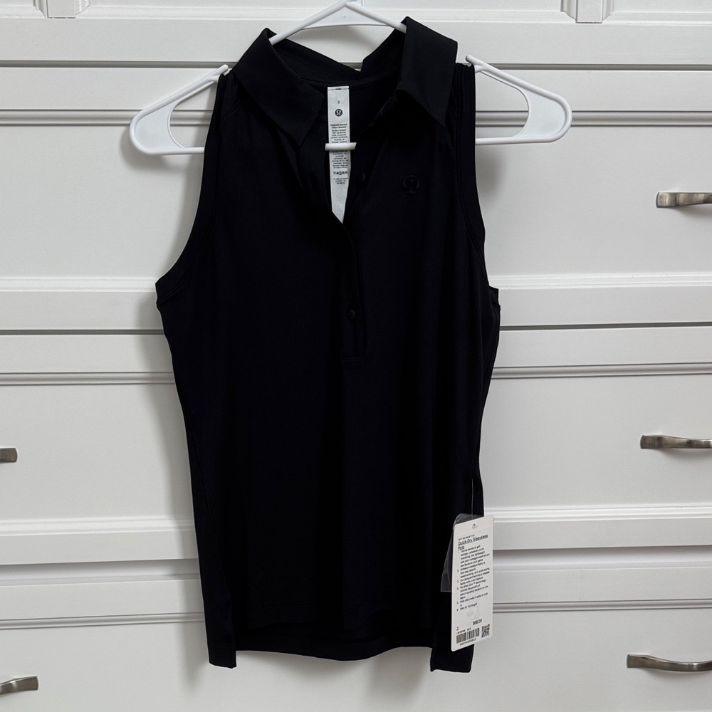Brand New, Never Worn. Lululemon Athletica Black Sleeveless Polo